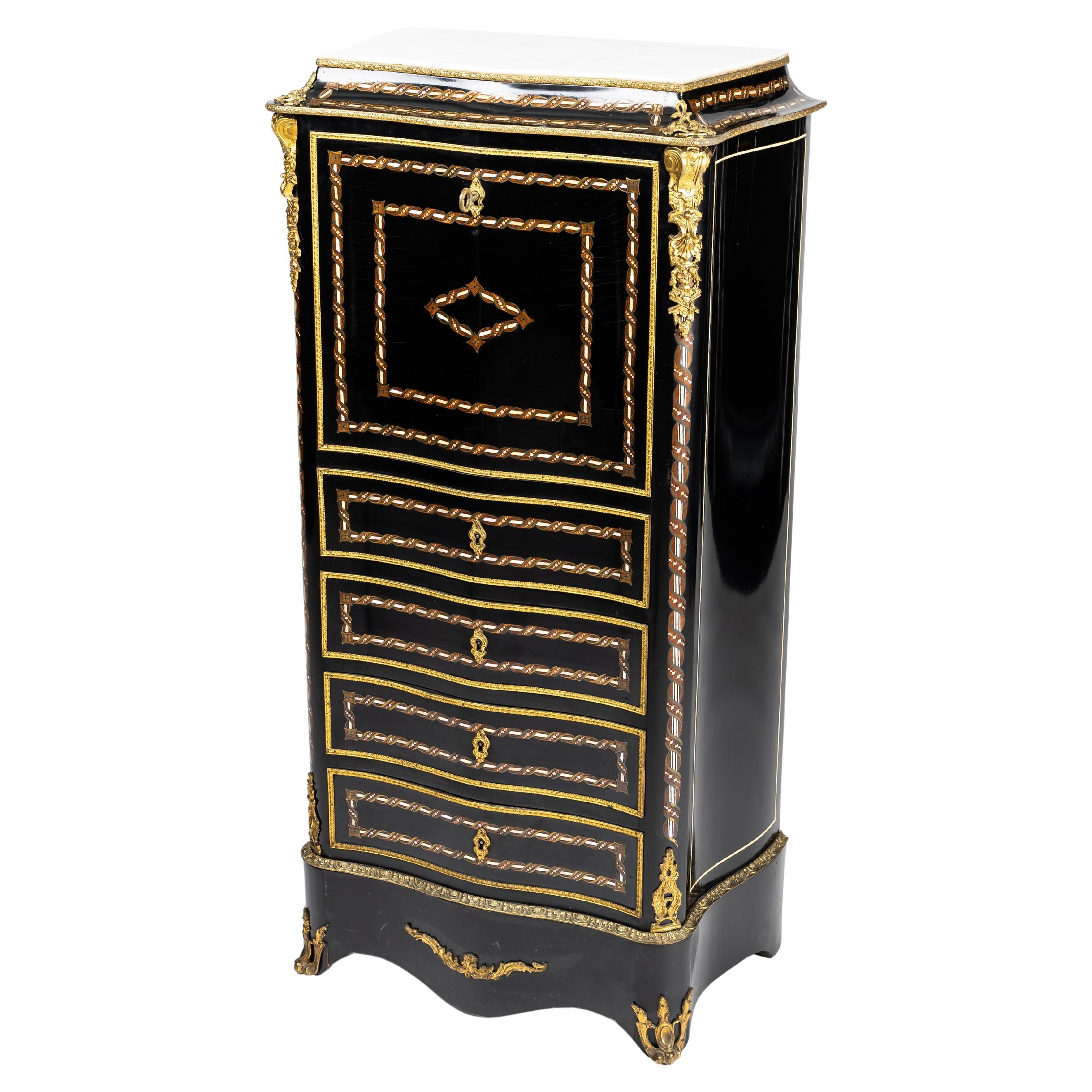 Spectacular masterspiece ladies writing secretary desk Napoleon III, 1860 France