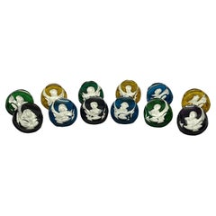 Complete set 12 paperweights famous leaders history crystal Baccarat France 1970