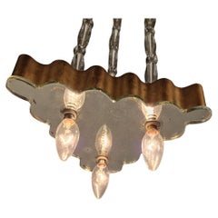 Importante lampadario con perle di vetro Jugendstil, stile Wiener Werkstätte, 1915