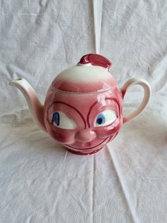 Charming man in the moon, googlie, funny faces tea set porcelain J. Milota 1920s