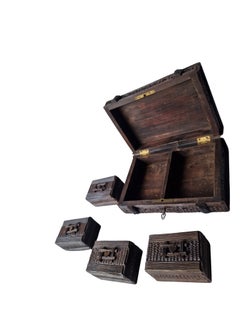Spectacular carved black forest Schwarzwald box hearts play cards, 1880s Germany