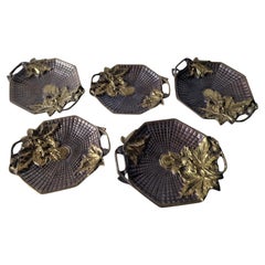 Set of spectacular decorative plates bowls, autum, bronze Art Deco 1930s Belgium