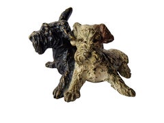 Pair of dogs, terrier, as a lidded box, bronze, 1910, Art Nouveau, Austria