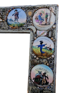 Cornice per specchio da parete in stile Tramp Art e arte popolare, porcellana dell'Oktoberfest bavarese del 1890, Germania