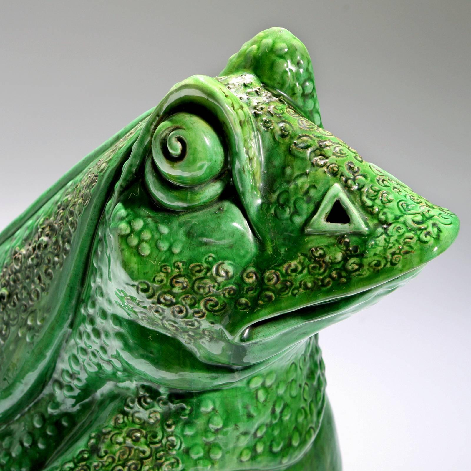 Seated Majolica Frog  In Excellent Condition In New York, NY