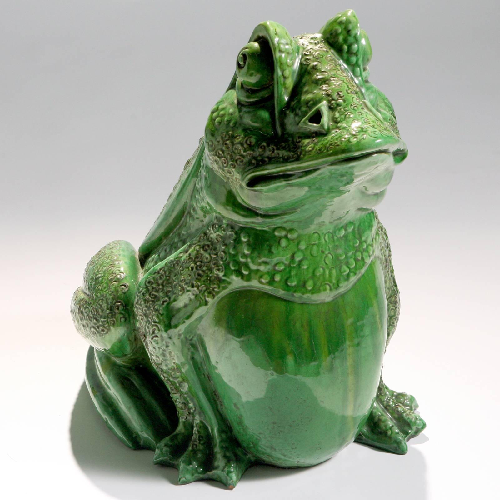 French Seated Majolica Frog 