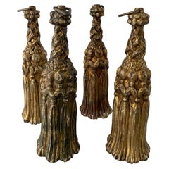 Antique 19th Century French Carved Gilded Wood Drapery Pull Tassels
