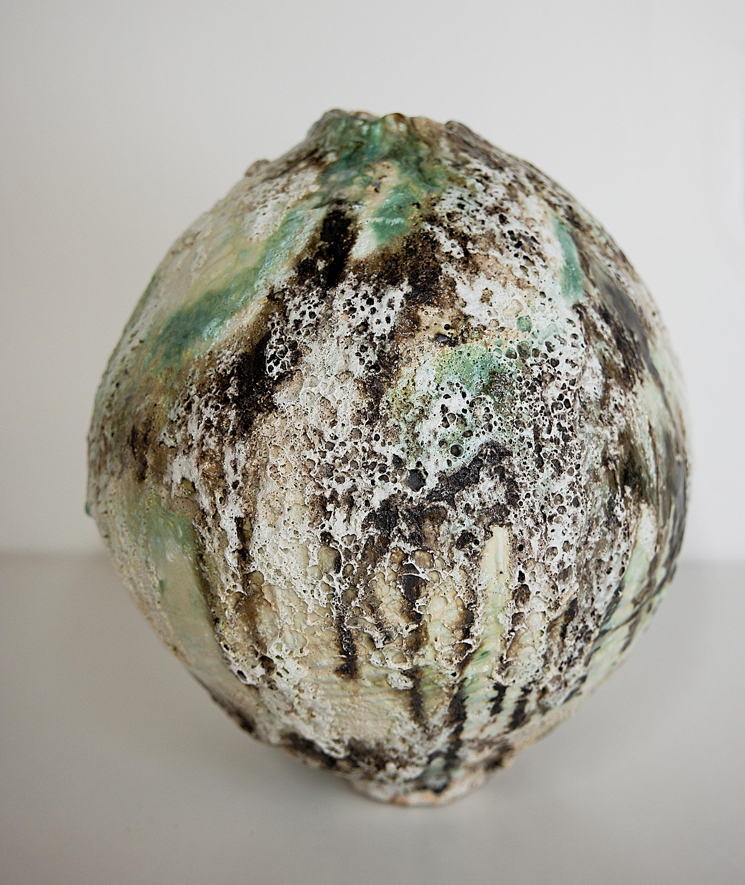 Stoneware Wabi Sabi Woodland Series Moon Vase II Bold Centerpiece For Sale