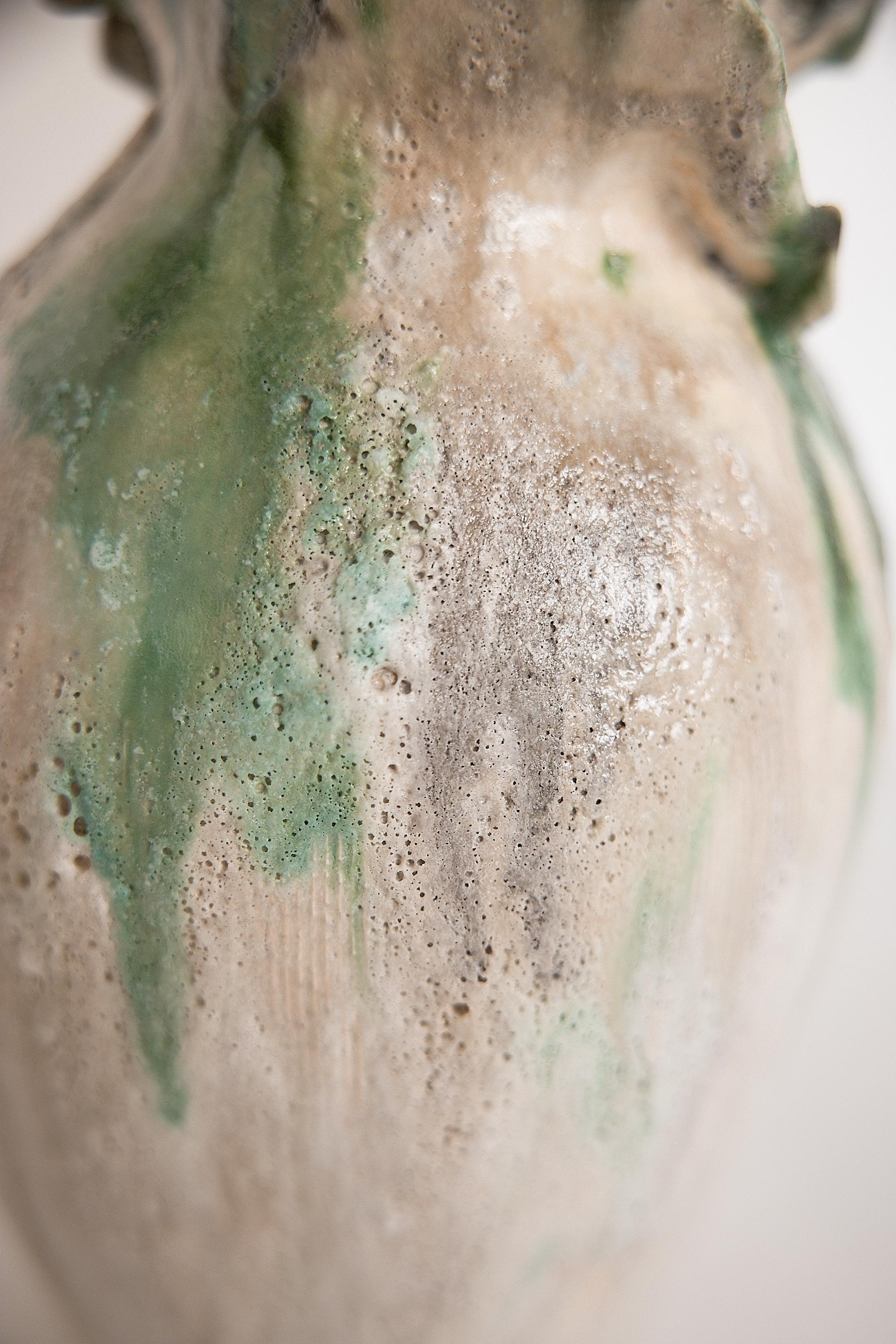 Hand-Crafted Yeonhwa Vase  Green and Bronzed 12