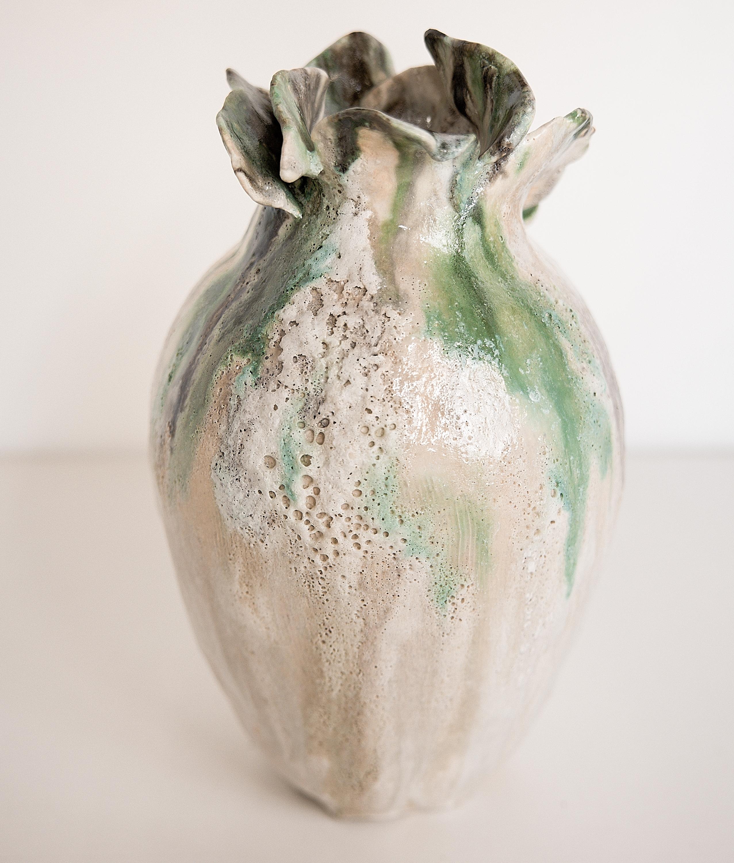 Organic Modern Yeonhwa Vase  Green and Bronzed 12