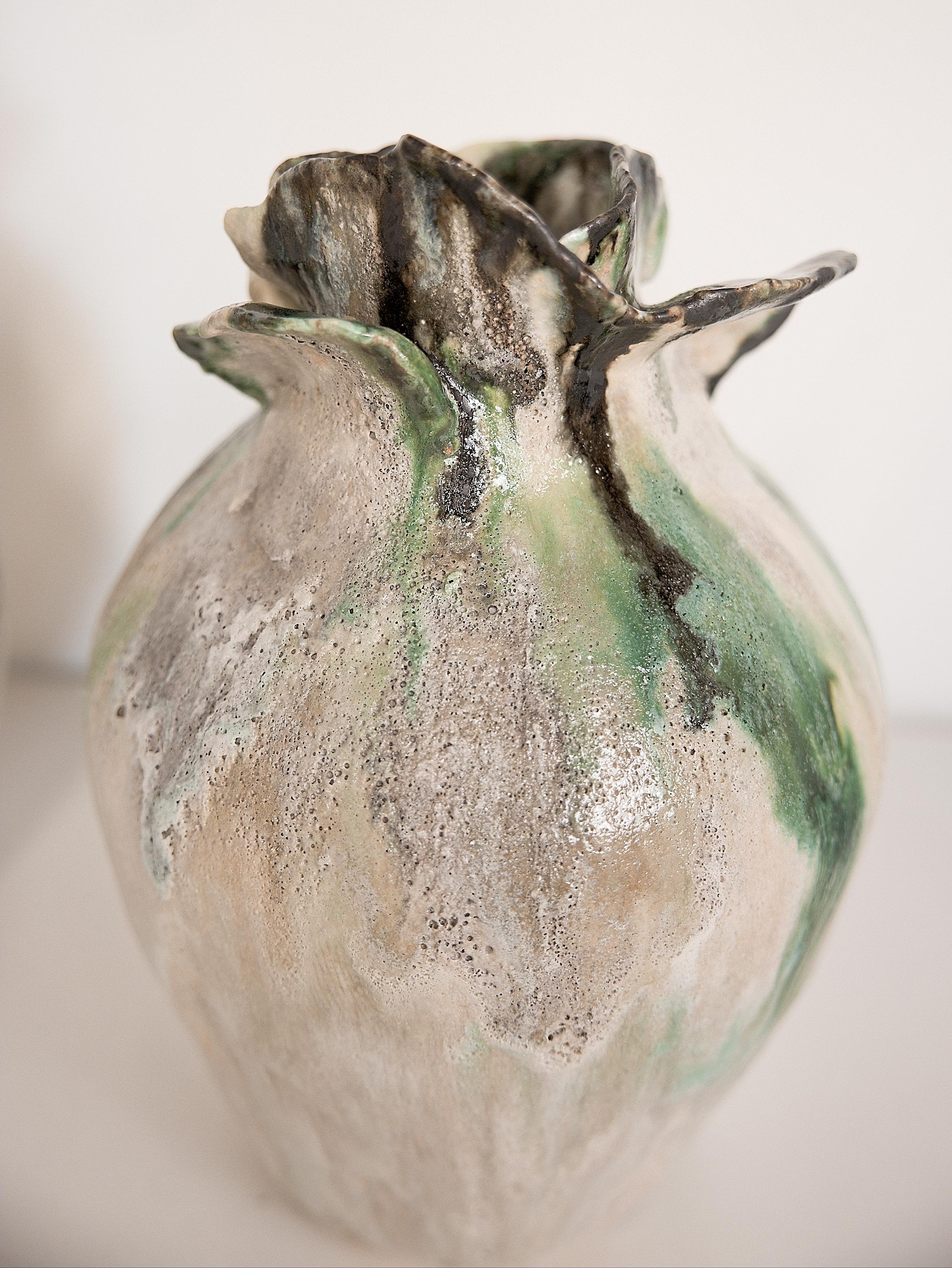 Organic Modern Yeonhwa Vase Green and Bronzed  14