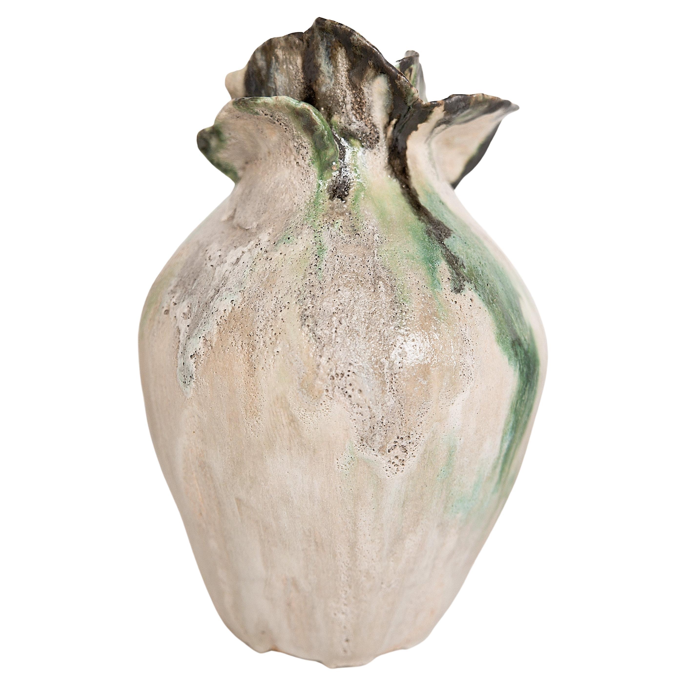 Yeonhwa Vase Green and Bronzed  14" Handmade Vase