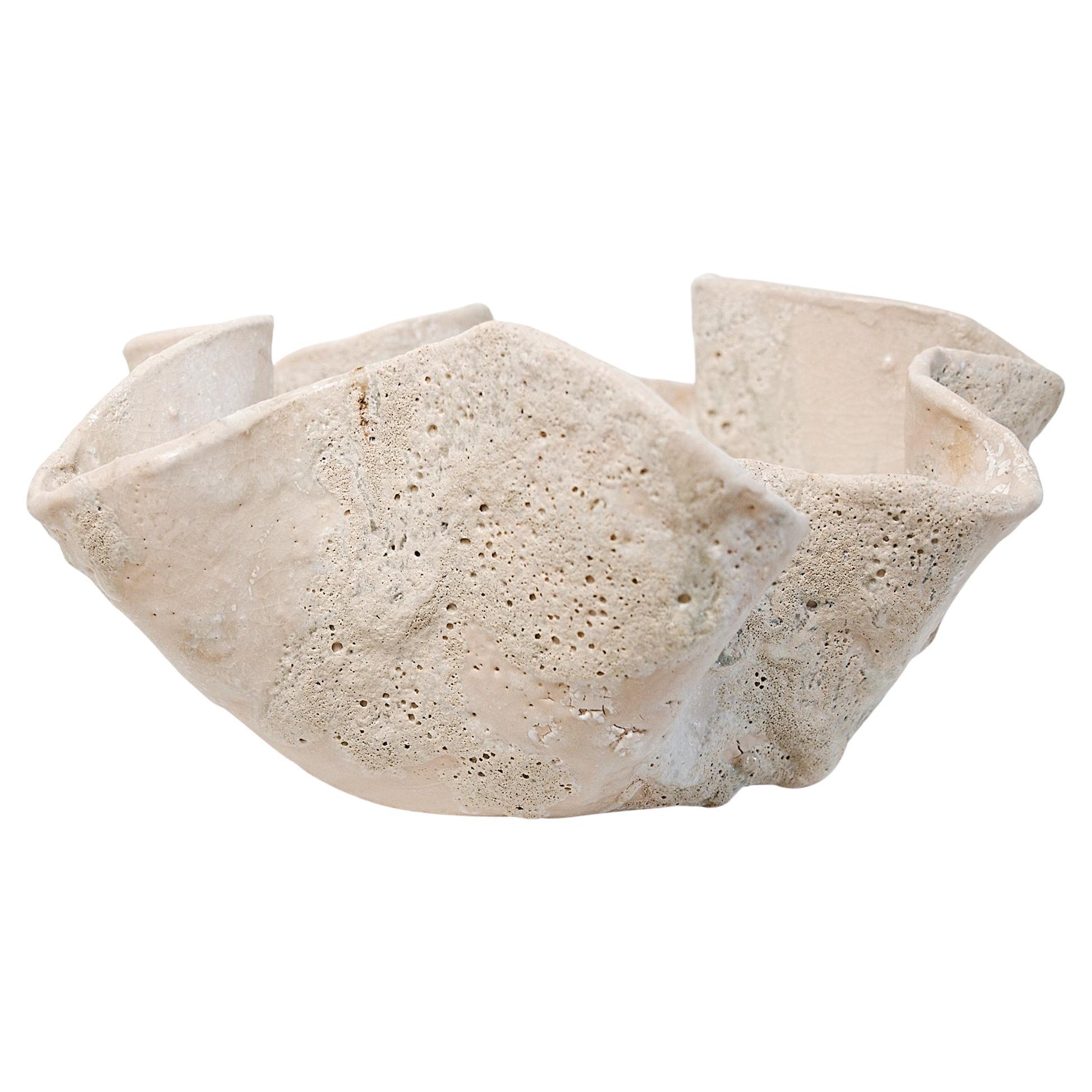 Reef Sculpted Ceramic Bowl free style Textured- Low Bowl For Sale