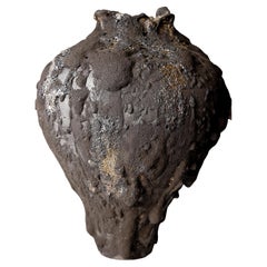 Moody Black  Tall  Free Form Hand Made Vase 19"