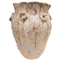 Light Relics: Vaso con ampia apertura, tonalità terra, realizzato a mano in gres a Los Angeles