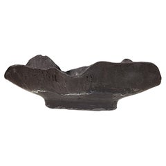 Flourish Black Trough IV 27" Long unique shaped handmade stoneware one of a kind