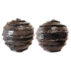 Globular Ceramic Vessels- Deep Brown Handmade stoneware in Los Angeles