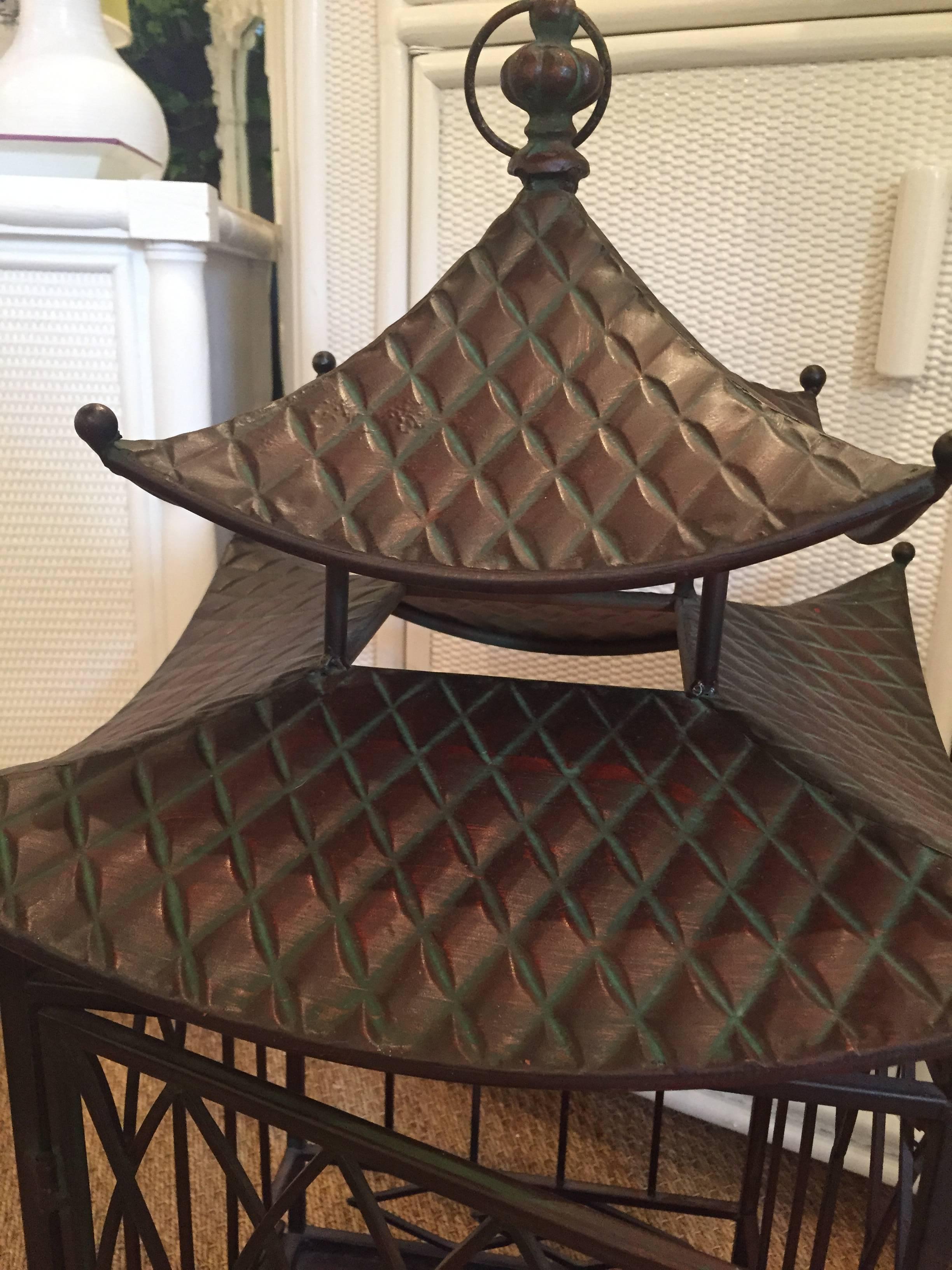 20th Century Vintage Copper Pagoda Lantern For Sale