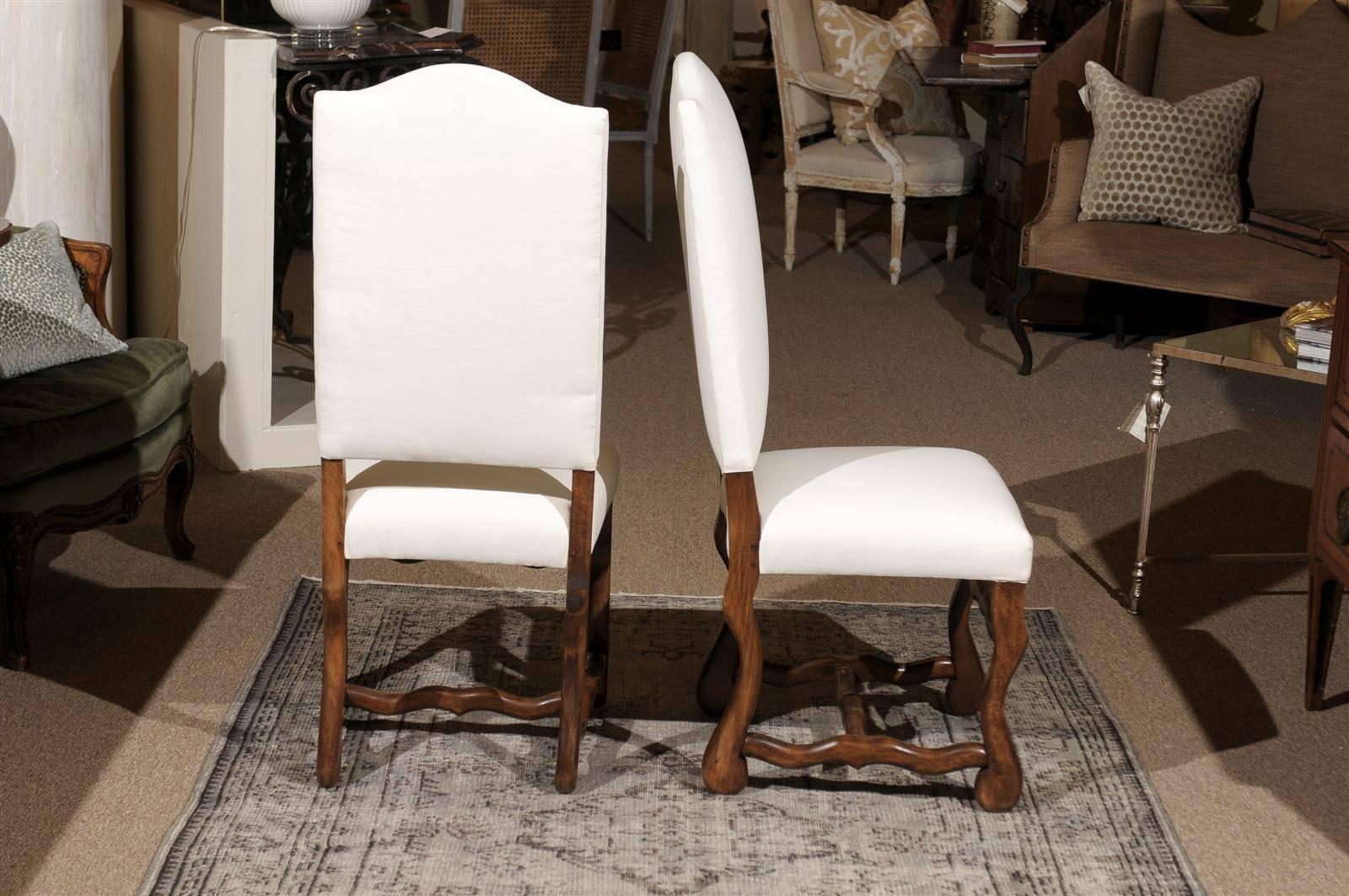 20th Century Set of Eight Vintage Louis XIII Style Beech Dining Chairs, circa 1950