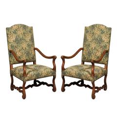 Pair of Vintage French Louis XIII Style Armchairs