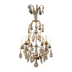 19th Century Nine Light French Bronze and Crystal Chandelier, circa 1880