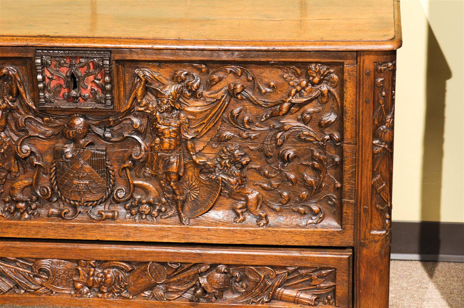 19th Century Carved Oak Blanket Chest from Normandy 3