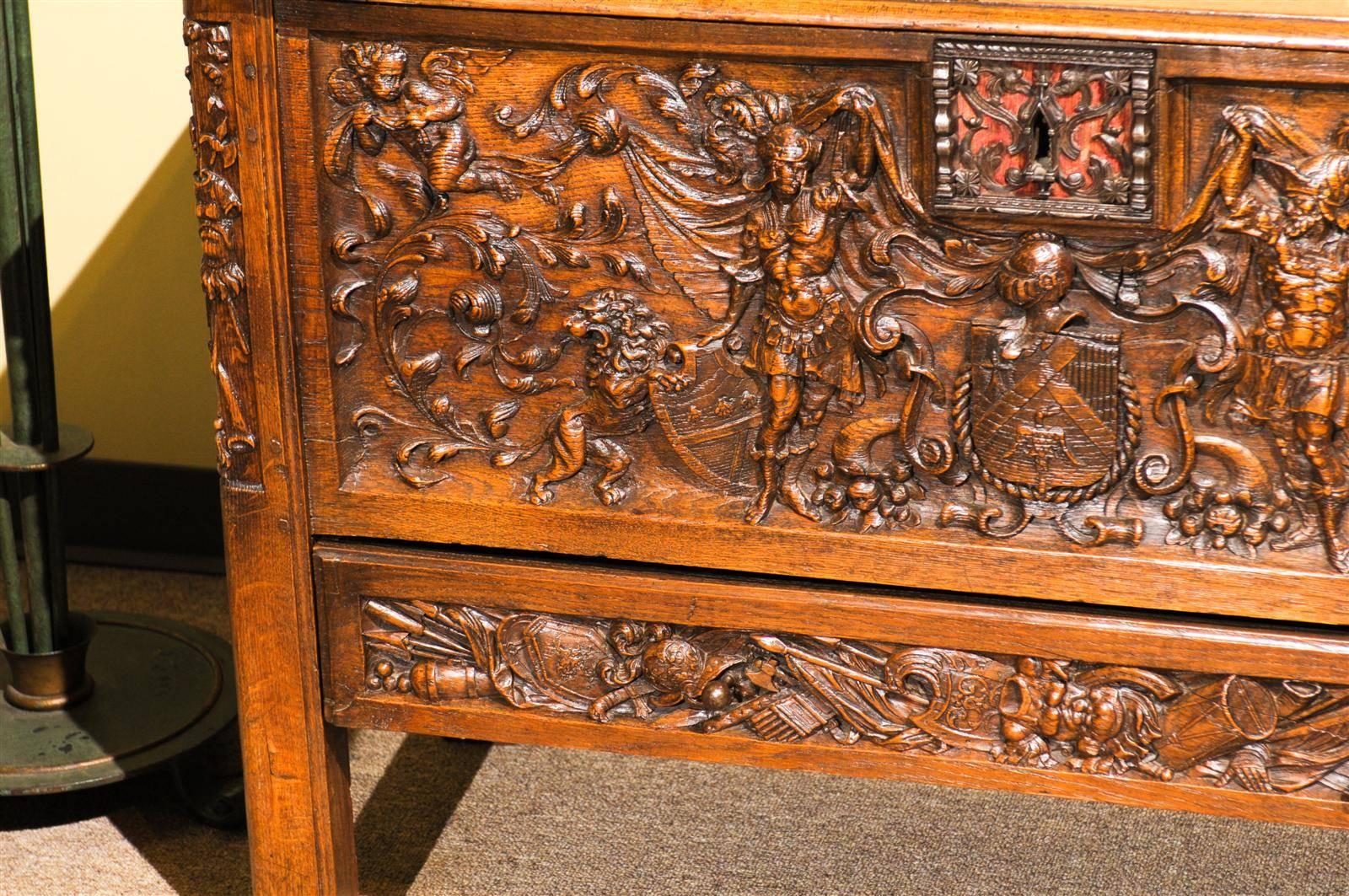 19th Century Carved Oak Blanket Chest from Normandy 4