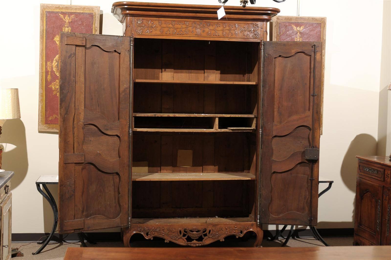 French 18th Century Walnut Provencal Armoire, circa 1760 For Sale