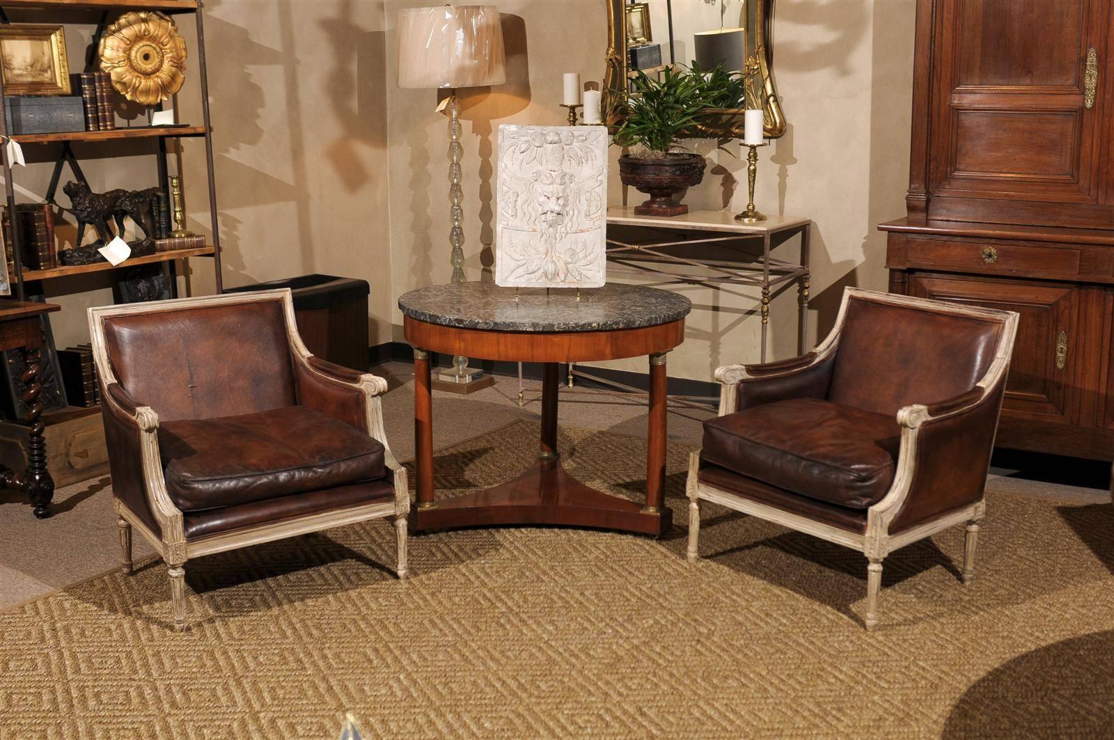 French Mid-Century Pair of Louis XVI Style Bergères