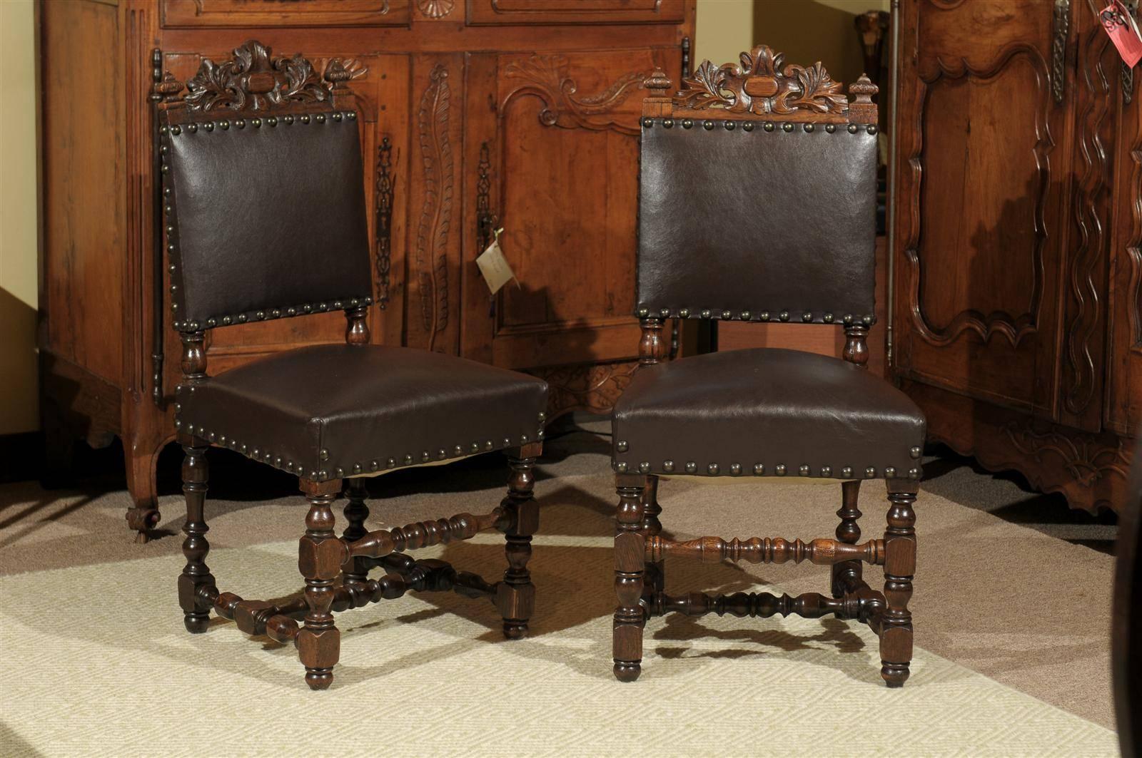 Set of Six Renaissance Style Chairs in Dark Brown Elm, circa 1860
This set of chairs is exceptionally comfortable in spite of their smallish size. They look fabulous with a farm table of any wood because of the varied colors in the grain. We have