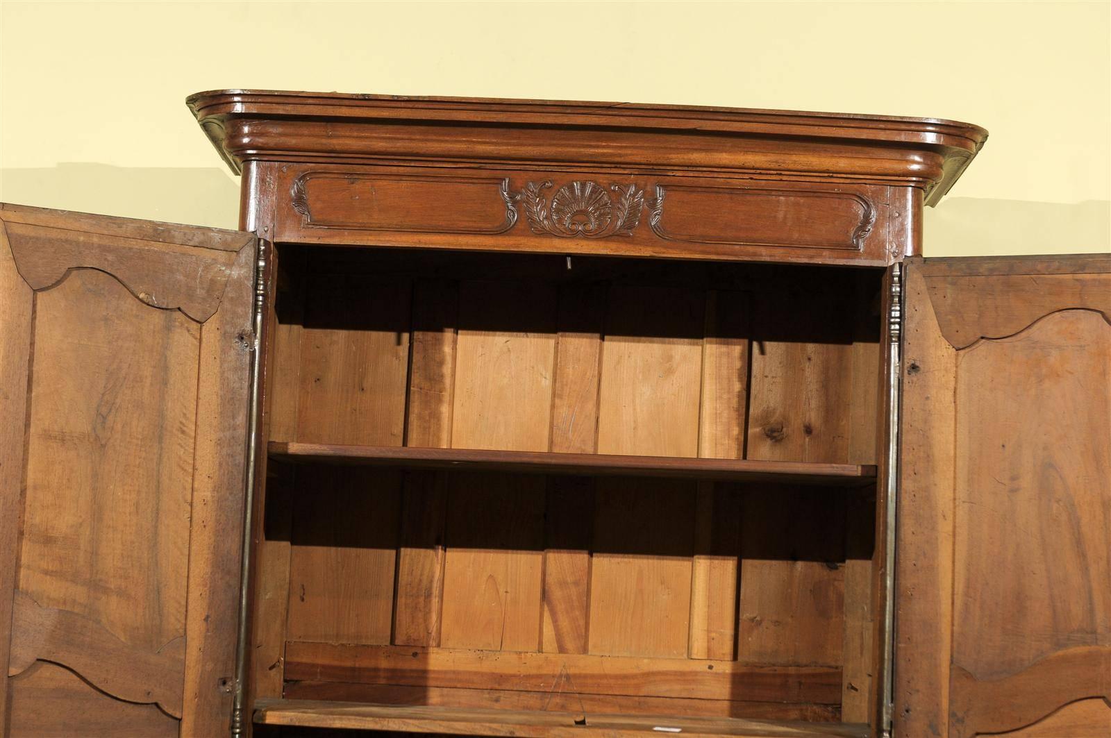 19th Century French Walnut Armoire In Good Condition In Atlanta, GA