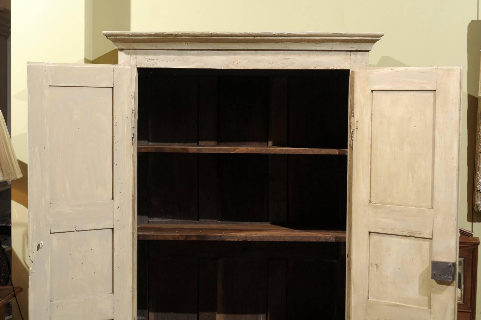 Painted Small 18th Century Walnut Armoire in Louis XIV Style