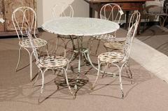 19th Century Iron Painted Garden Chairs and Table, circa 1880