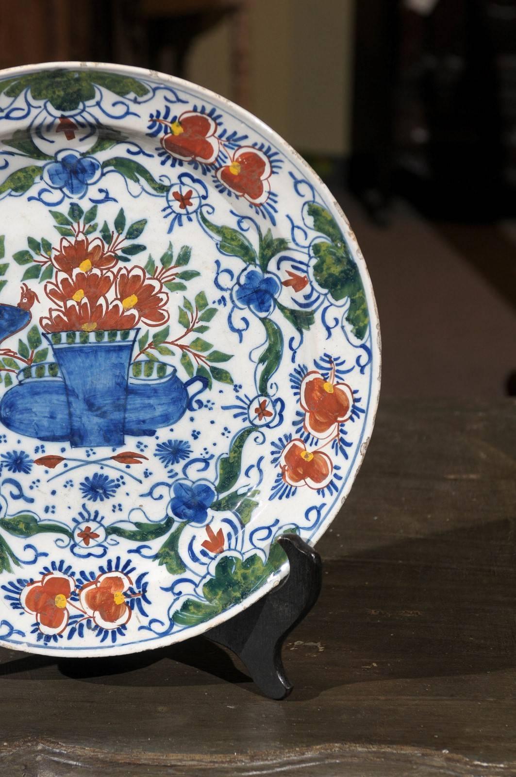 Clay 18th Century Delft Charger, circa 1760 For Sale