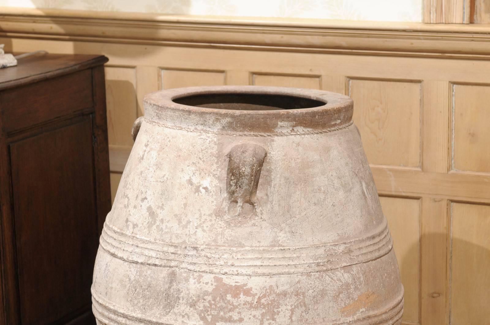 Mid-Century Large White Greek Terracotta Pot 2