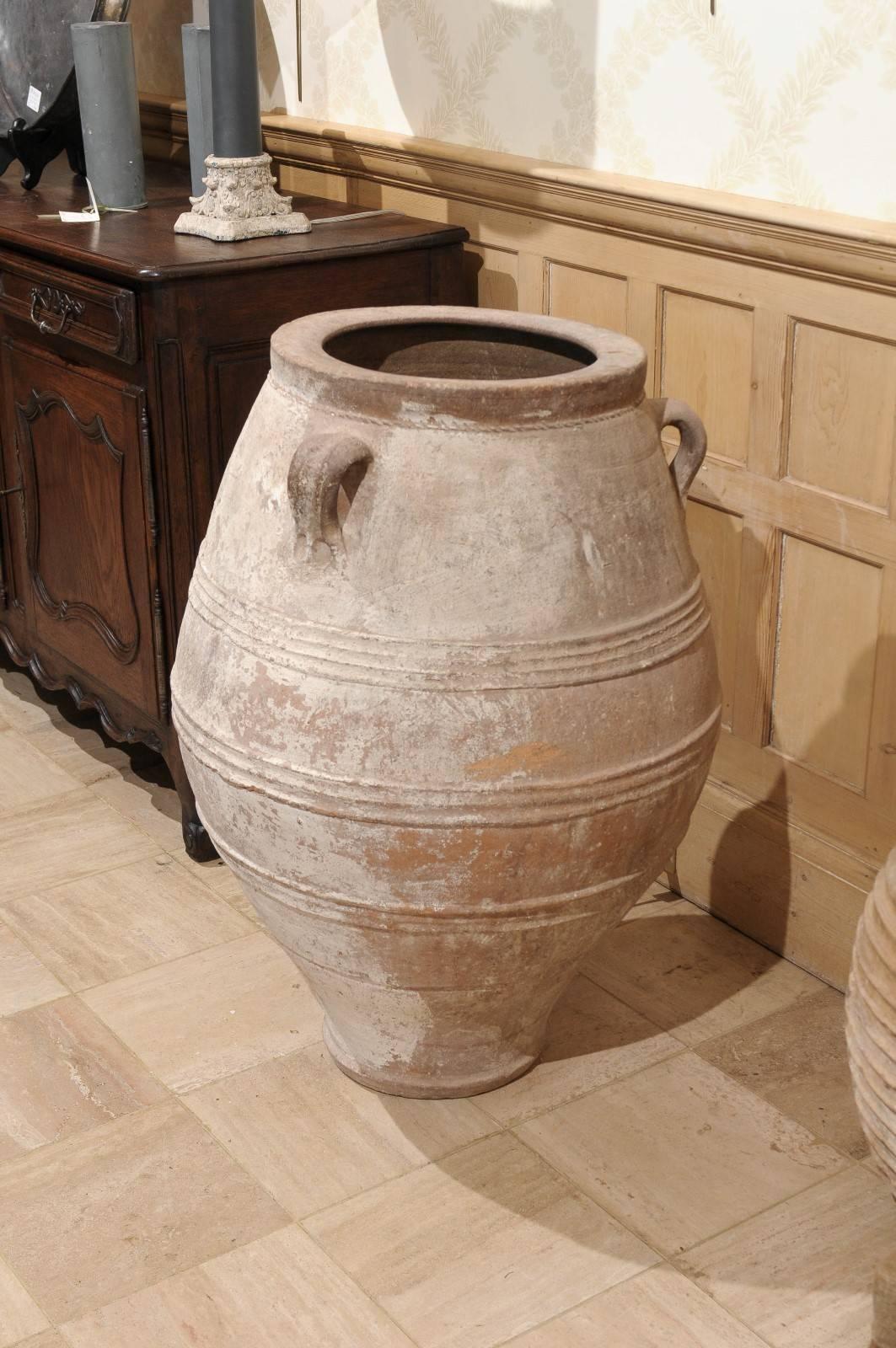 Mid-Century Large White Greek Terracotta Pot 3