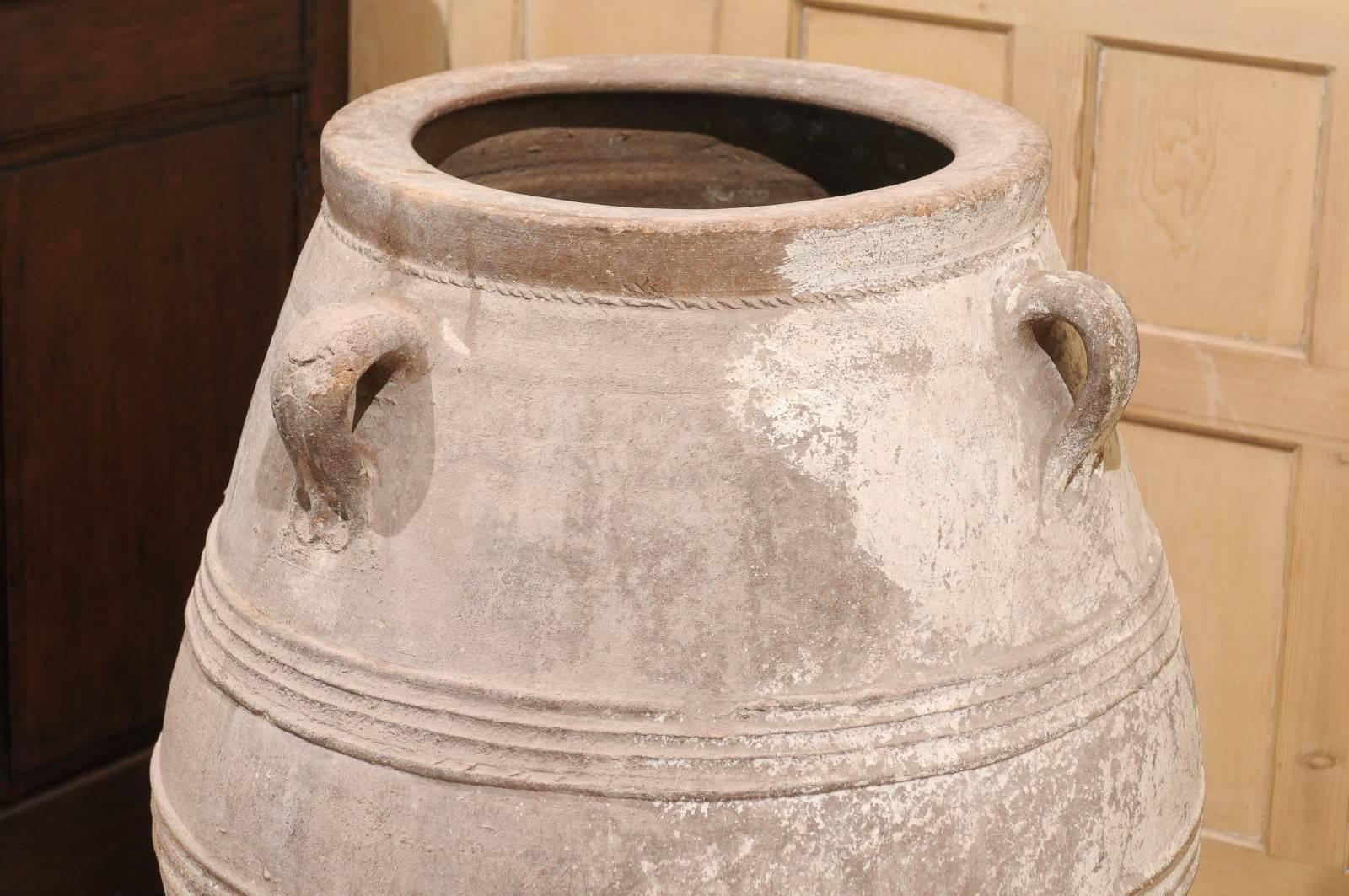 Mid-Century Large White Greek Terracotta Pot 4