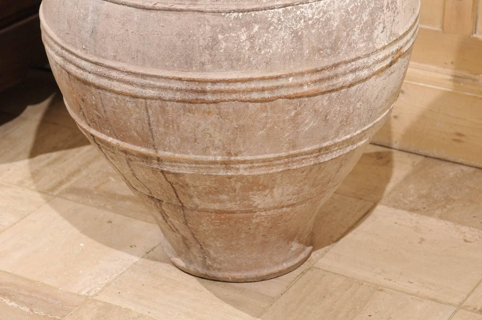 Mid-Century Large White Greek Terracotta Pot 5