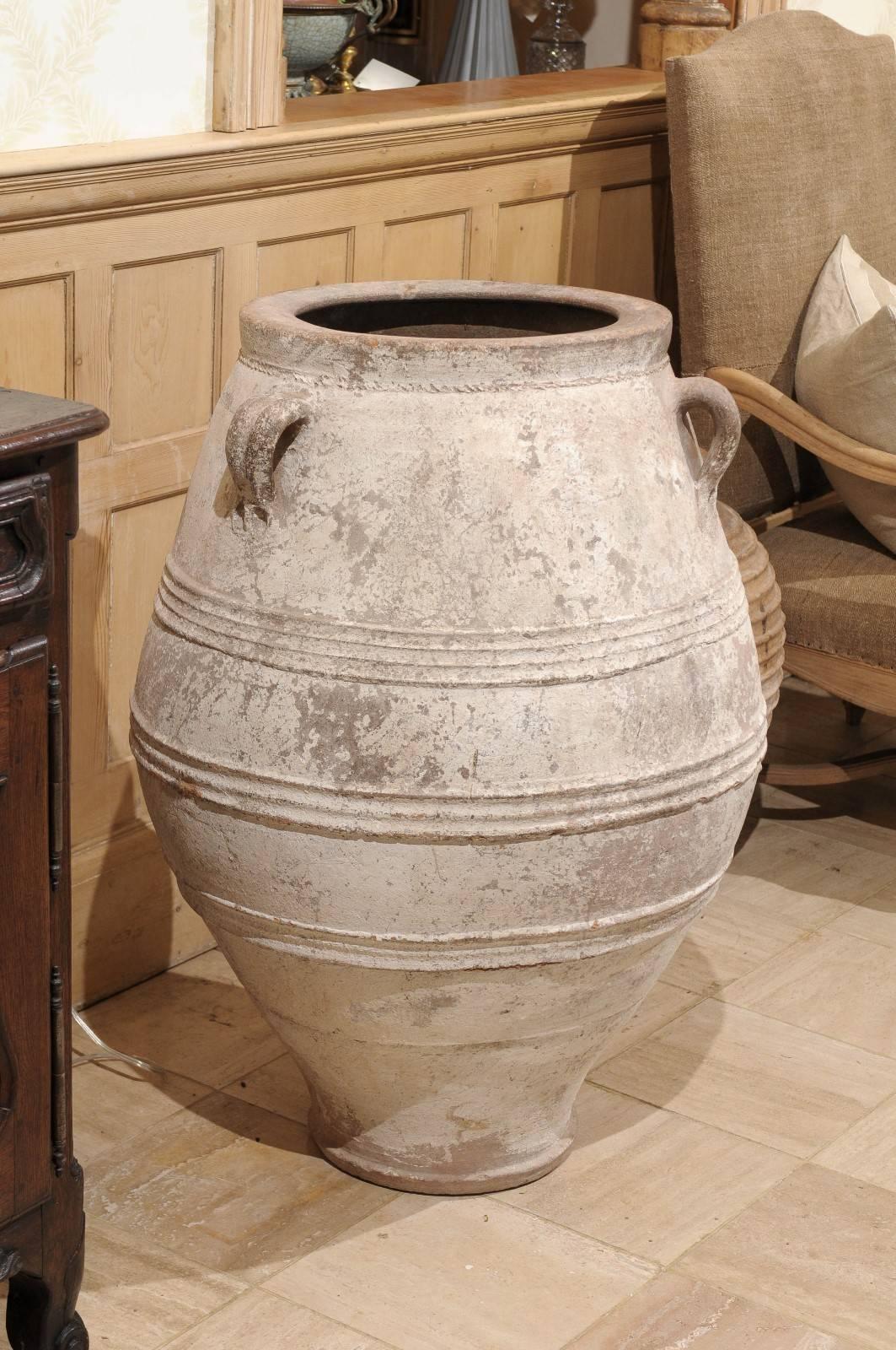 Mid-Century Large White Greek Terracotta Pot 6