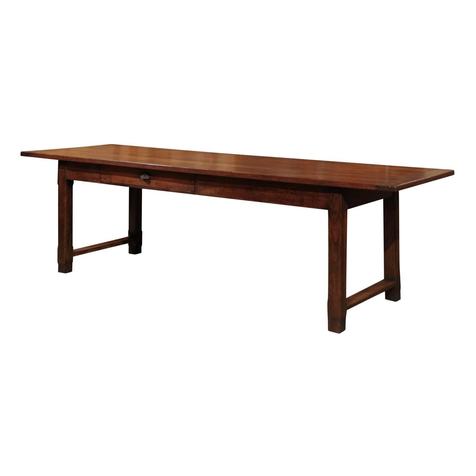 Mid-Century French Cherry Farm Table, circa 1945 For Sale