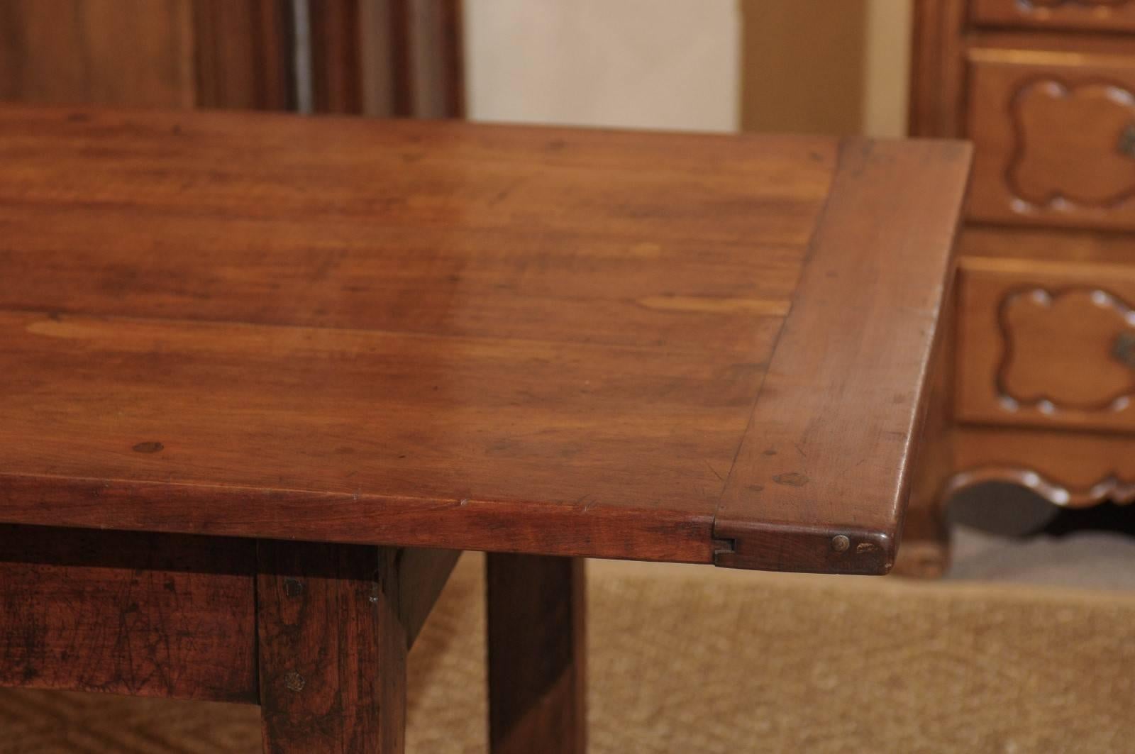 Mid-Century French Cherry Farm Table, circa 1945 For Sale 5