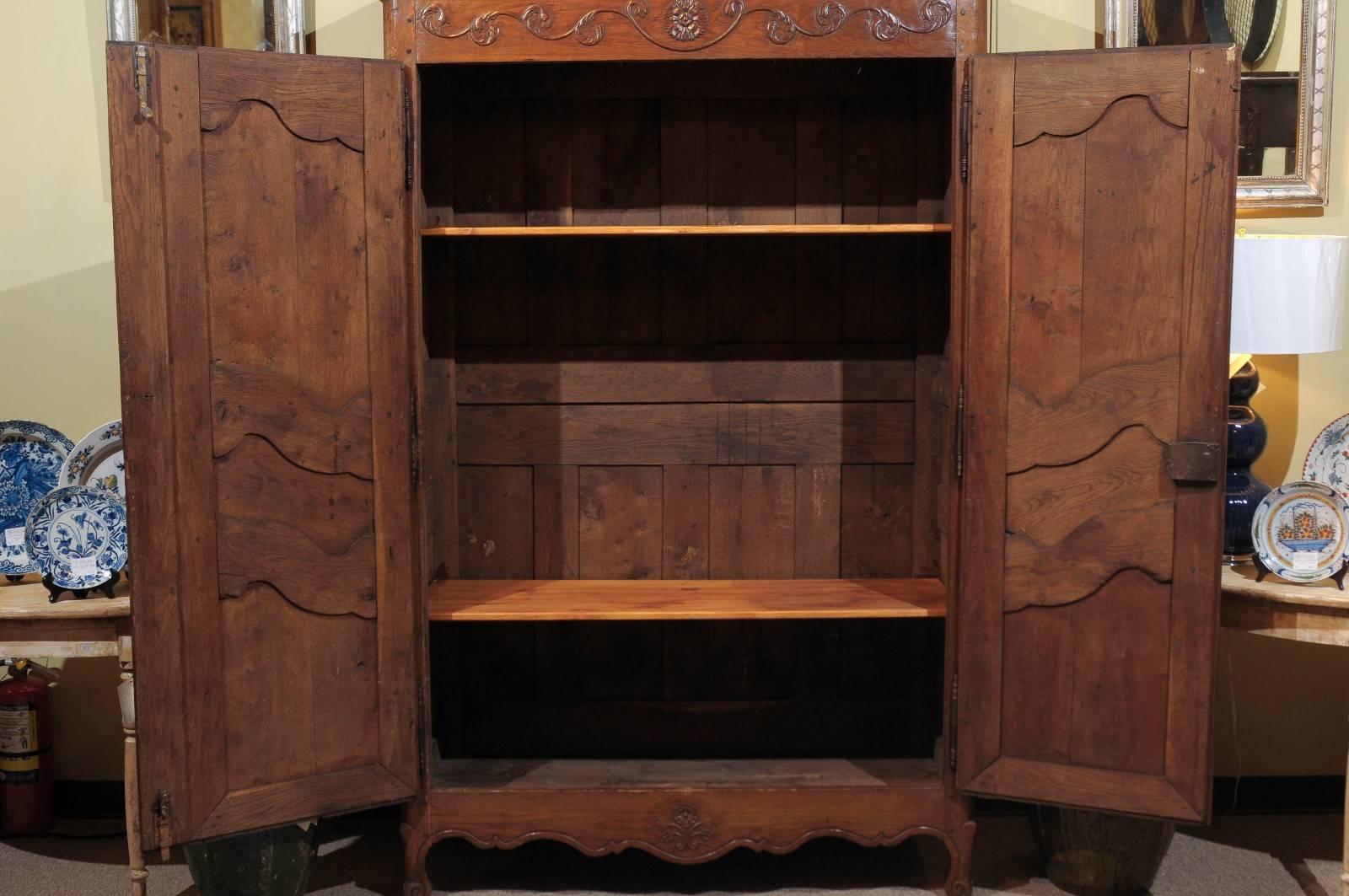 French Small 19th Century Oak Armoire from Brittany, circa 1800 For Sale