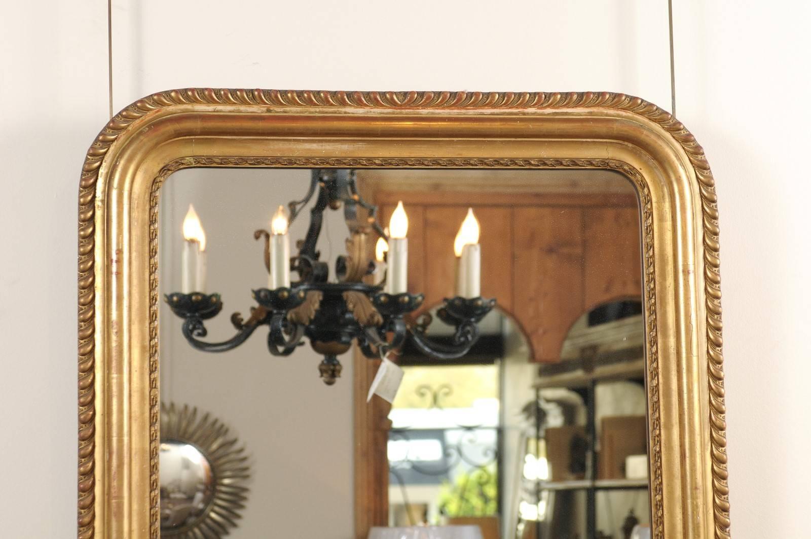 19th Century Louis Philippe  Gold Gilt Mirror, circa 1840 In Excellent Condition In Atlanta, GA