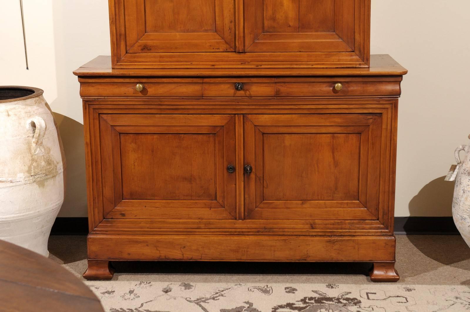 Period Louis Philippe Buffet Deux Corps in Cherry, circa 1830 In Good Condition For Sale In Atlanta, GA