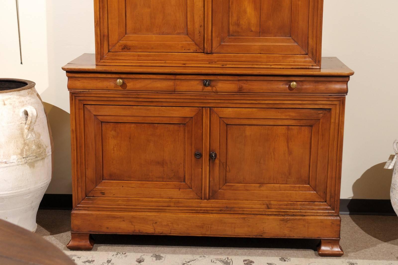 19th Century Period Louis Philippe Buffet Deux Corps in Cherry, circa 1830 For Sale