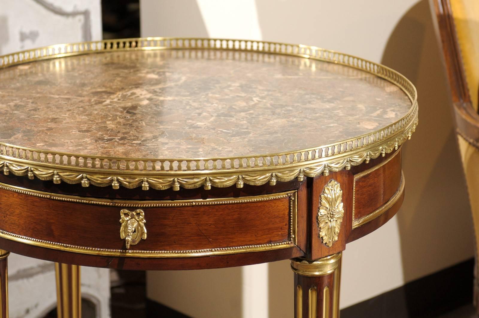 19th Century Louis XVI Style Gueridon in Mahogany with Marble Top, circa 1880 For Sale 1
