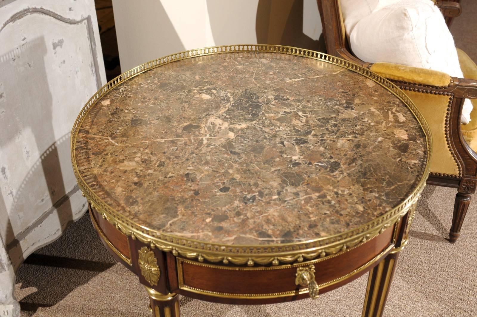 19th Century Louis XVI Style Gueridon in Mahogany with Marble Top, circa 1880 For Sale 6
