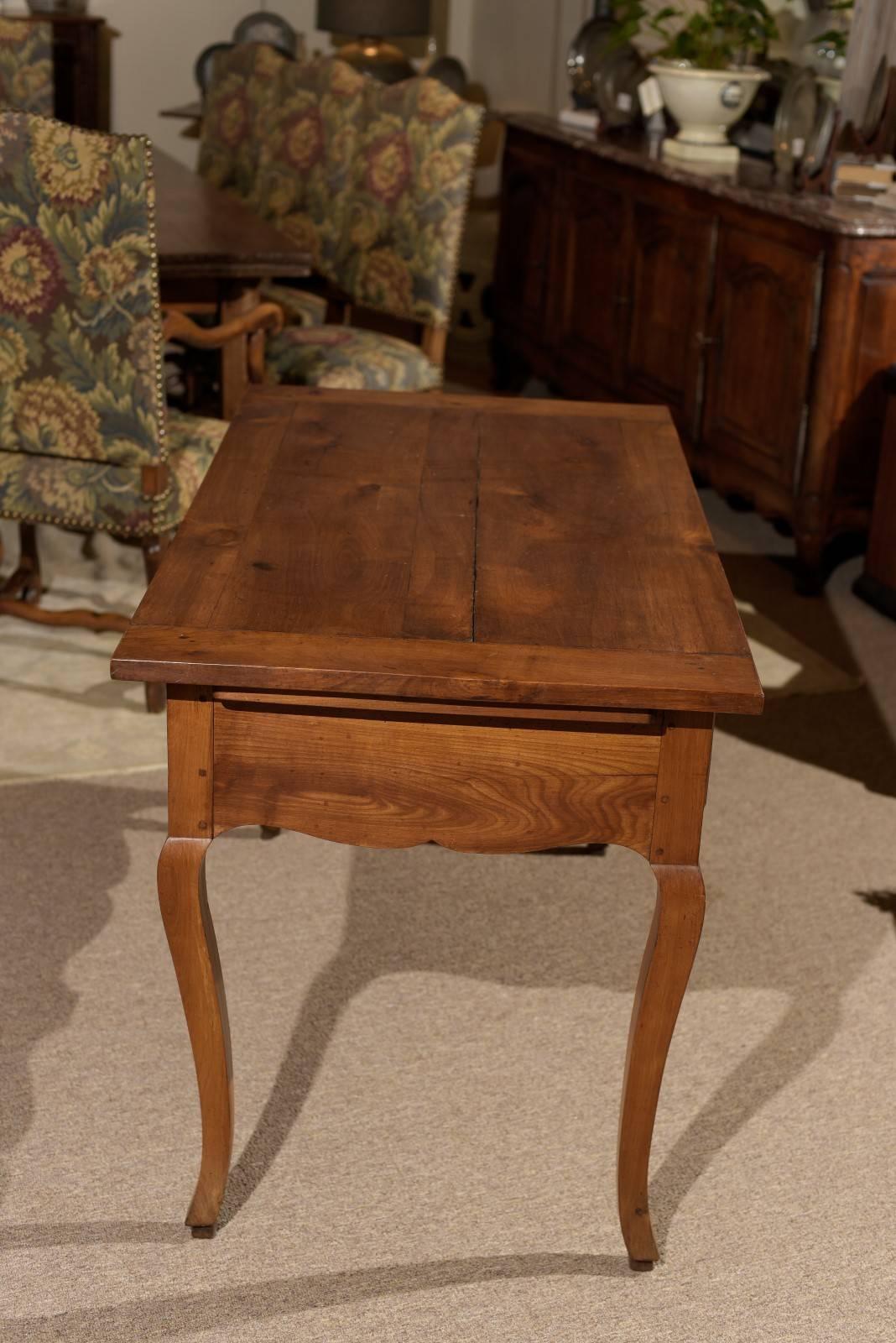 19th Century Cherry Louis XV Style Table with Two Drawers, circa 1820 For Sale 6