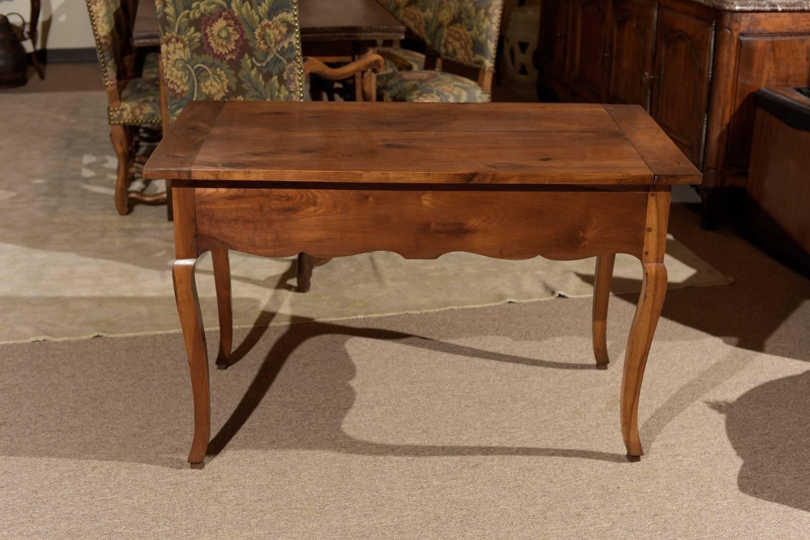 19th Century Cherry Louis XV Style Table with Two Drawers, circa 1820 For Sale 1