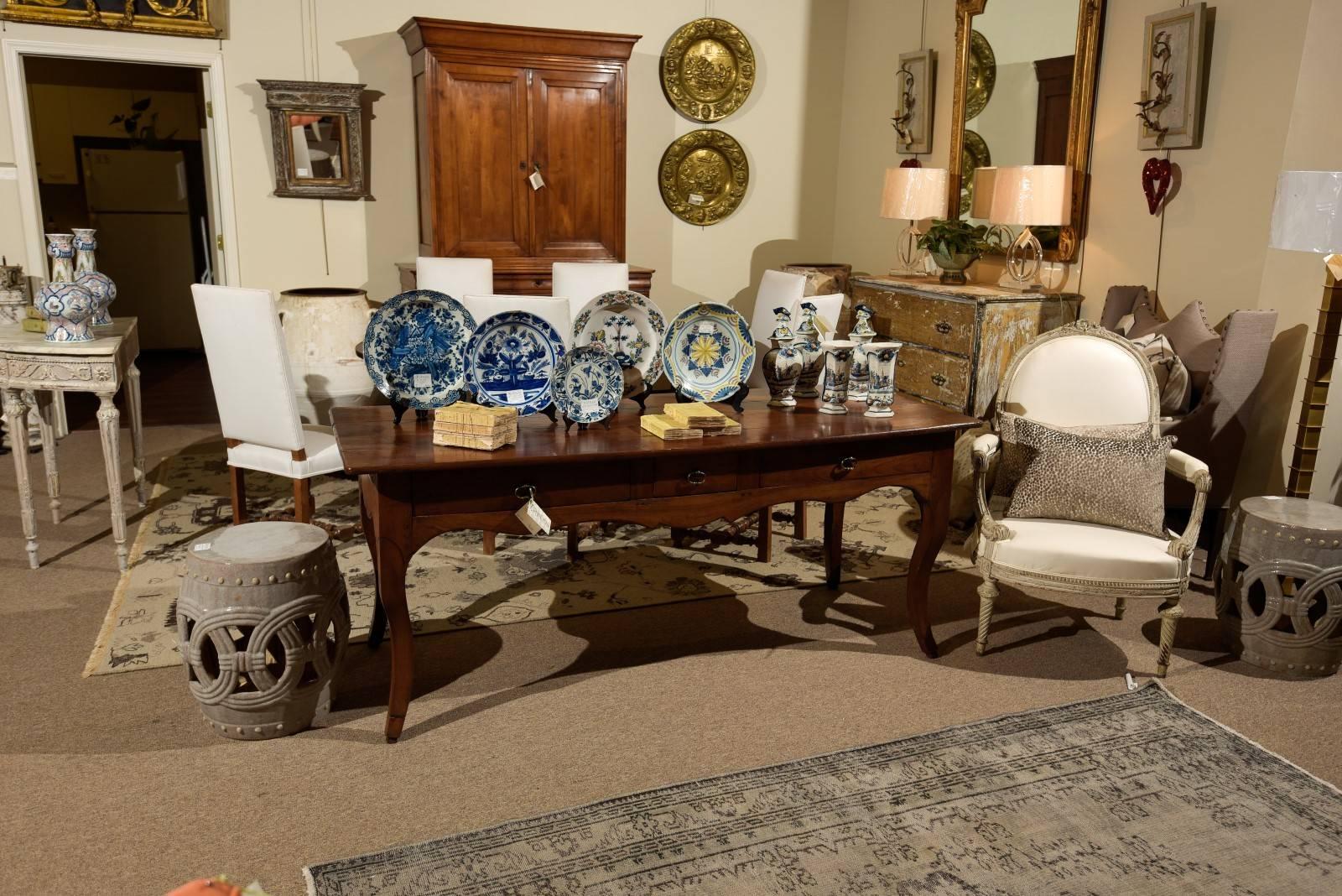 French 19th Century Louis XV Style Cherry Server with Three Drawers, circa 1800 For Sale